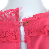 Ulla Johnson Desi Puff Sleeve Top Fuchsia Lace-Trim Embroidered Cotton Size 0