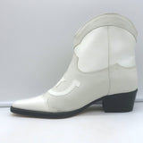 GANNI Meg Western Ankle Boots White Leather Size 41