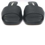 Manolo Blahnik Araspemu Mules Black Leather Size 41 Kitten Heel Slide Sandals