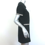 Saint Laurent Crystal-Embellished Collared Mini Dress Black Wool Cady Size 40