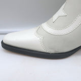 GANNI Meg Western Ankle Boots White Leather Size 41