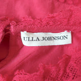 Ulla Johnson Desi Puff Sleeve Top Fuchsia Lace-Trim Embroidered Cotton Size 0