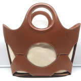 Hereu Onada Cutout Leather Top-Handle Tote Bag Brown Leather