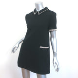 Saint Laurent Crystal-Embellished Collared Mini Dress Black Wool Cady Size 40