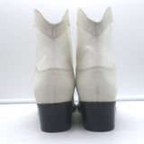 GANNI Meg Western Ankle Boots White Leather Size 41