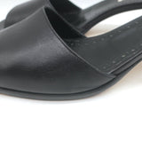Manolo Blahnik Araspemu Mules Black Leather Size 41 Kitten Heel Slide Sandals