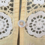 SEA Vesna Floral-Embroidered Puff Sleeve Blouse Pale Yellow Size Small