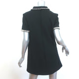 Saint Laurent Crystal-Embellished Collared Mini Dress Black Wool Cady Size 40