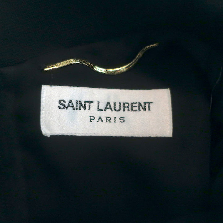 Saint Laurent Crystal-Embellished Collared Mini Dress Black Wool Cady Size 40