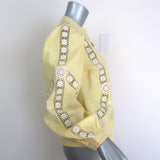 SEA Vesna Floral-Embroidered Puff Sleeve Blouse Pale Yellow Size Small