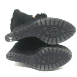 Gucci Courtney Fur-Trimmed Microguccissima Wedge Boots Black Suede Size 37.5