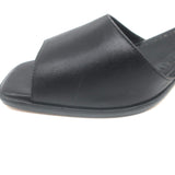 Manolo Blahnik Araspemu Mules Black Leather Size 41 Kitten Heel Slide Sandals