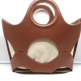Hereu Onada Cutout Leather Top-Handle Tote Bag Brown Leather