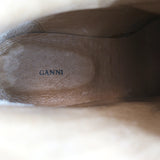 GANNI Meg Western Ankle Boots White Leather Size 41