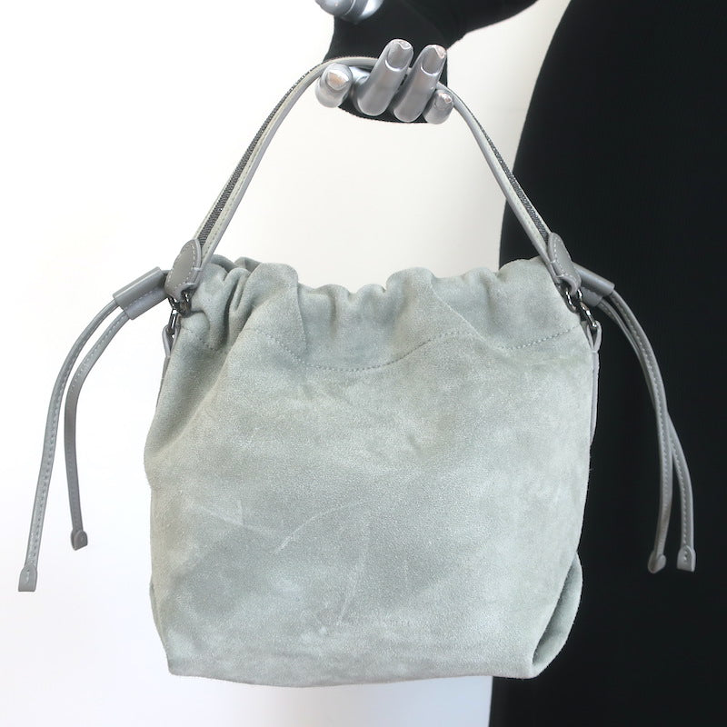Brunello Cucinelli Monili Strap Bucket Bag Gray Suede Small Crossbody