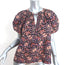 Ulla Johnson Evie Puff Sleeve Top Black/Multi Floral Print Cotton-Blend Size 0