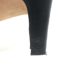 Manolo Blahnik Araspemu Mules Black Leather Size 41 Kitten Heel Slide Sandals