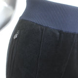 Chanel Side-Stripe Velour Joggers Black/Navy Size 42