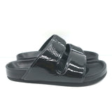 Celine Double Band Slide Sandals Black Patent Leather Size 37