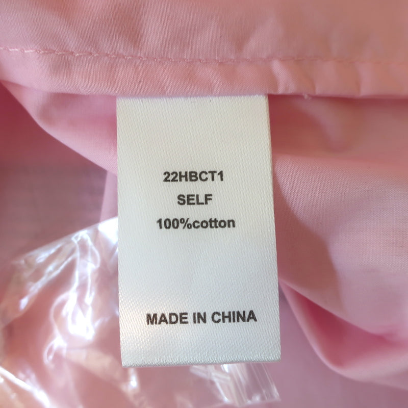 Hunter Bell Stella Puff Sleeve Top Pink Cotton Size Large Ruffle Neck Blouse NEW
