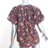 Ulla Johnson Evie Puff Sleeve Top Black/Multi Floral Print Cotton-Blend Size 0