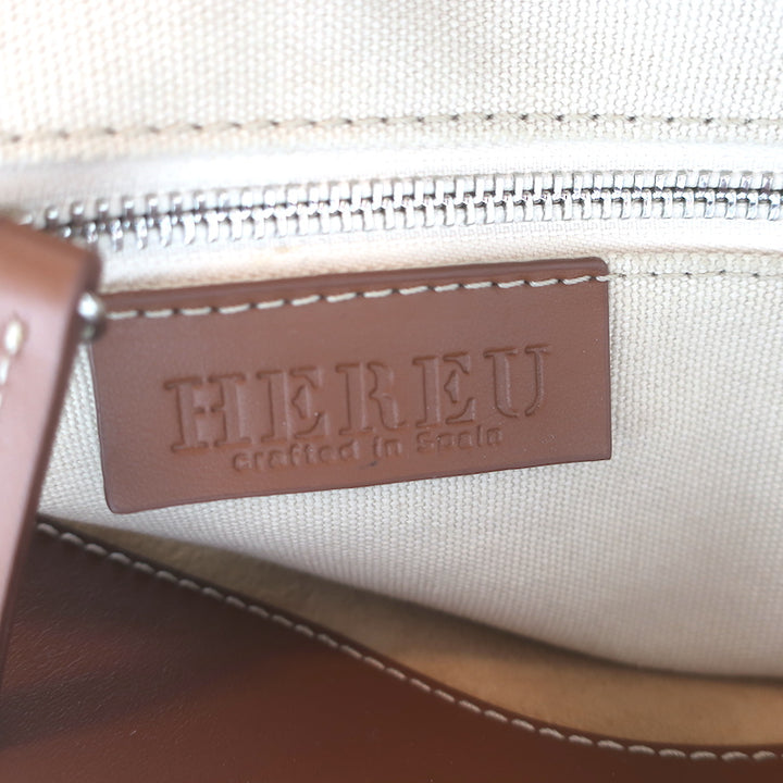 Hereu Onada Cutout Leather Top-Handle Tote Bag Brown Leather
