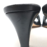 Manolo Blahnik Araspemu Mules Black Leather Size 41 Kitten Heel Slide Sandals