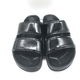 Celine Double Band Slide Sandals Black Patent Leather Size 37