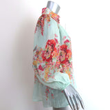 Zimmermann Blouse Mae Mint Bird Floral Print Size 1 Long Sleeve Top