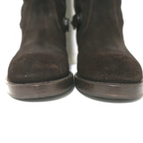 Gucci Slim Horsebit Flat Riding Boots Dark Brown Suede Size 36.5