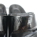 Celine Double Band Slide Sandals Black Patent Leather Size 37