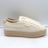 Tory Burch Seaside Lace-Up Oxford Espadrilles Ivory Canvas Size 10.5 NEW