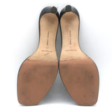 Manolo Blahnik Araspemu Mules Black Leather Size 41 Kitten Heel Slide Sandals