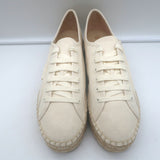 Tory Burch Seaside Lace-Up Oxford Espadrilles Ivory Canvas Size 10.5 NEW