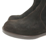 Gucci Slim Horsebit Flat Riding Boots Dark Brown Suede Size 36.5