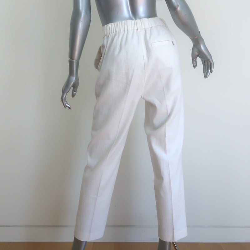 Brochu Walker Talia Cropped Pants White Stretch Linen Size Small