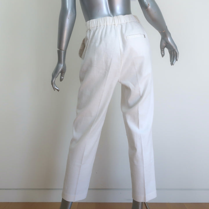 Brochu Walker Talia Cropped Pants White Stretch Linen Size Small