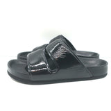 Celine Double Band Slide Sandals Black Patent Leather Size 37