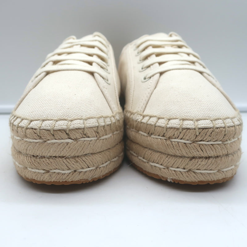Tory Burch Seaside Lace-Up Oxford Espadrilles Ivory Canvas Size 10.5 NEW