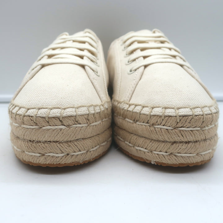 Tory Burch Seaside Lace-Up Oxford Espadrilles Ivory Canvas Size 10.5 NEW