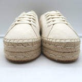 Tory Burch Seaside Lace-Up Oxford Espadrilles Ivory Canvas Size 10.5 NEW