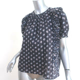 Ulla Johnson Gaia Ruffle Top Dark Brown/Black Floral Print Cotton Size 0