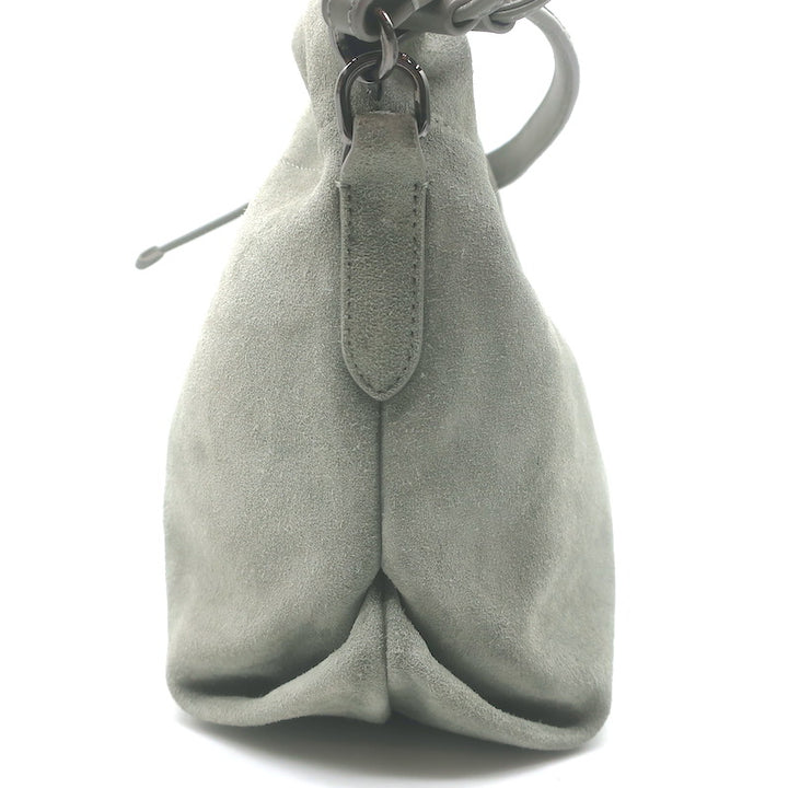 Brunello Cucinelli Monili Strap Bucket Bag Gray Suede Small Crossbody