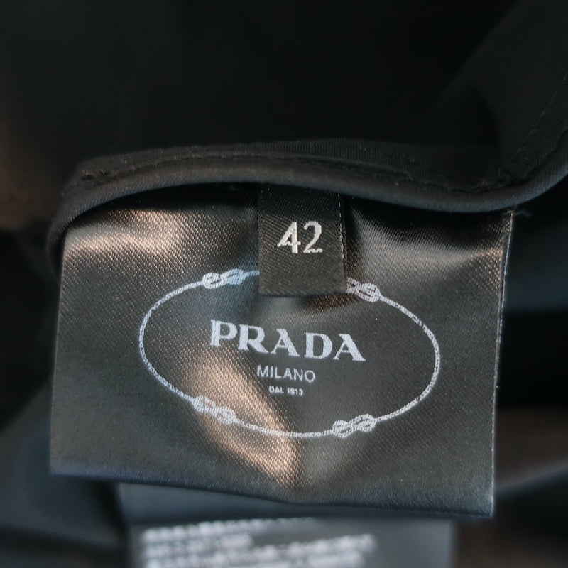 Prada Oversize Trench Coat Black Cotton-Blend Size 42 Double Breasted Jacket