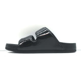 Celine Double Band Slide Sandals Black Patent Leather Size 37