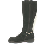 Gucci Slim Horsebit Flat Riding Boots Dark Brown Suede Size 36.5