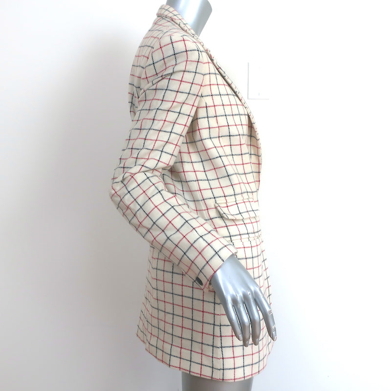 Rag &amp; Bone Nova Oversize Blazer Ivory Checked Wool Size 2 Single-Button Jacket