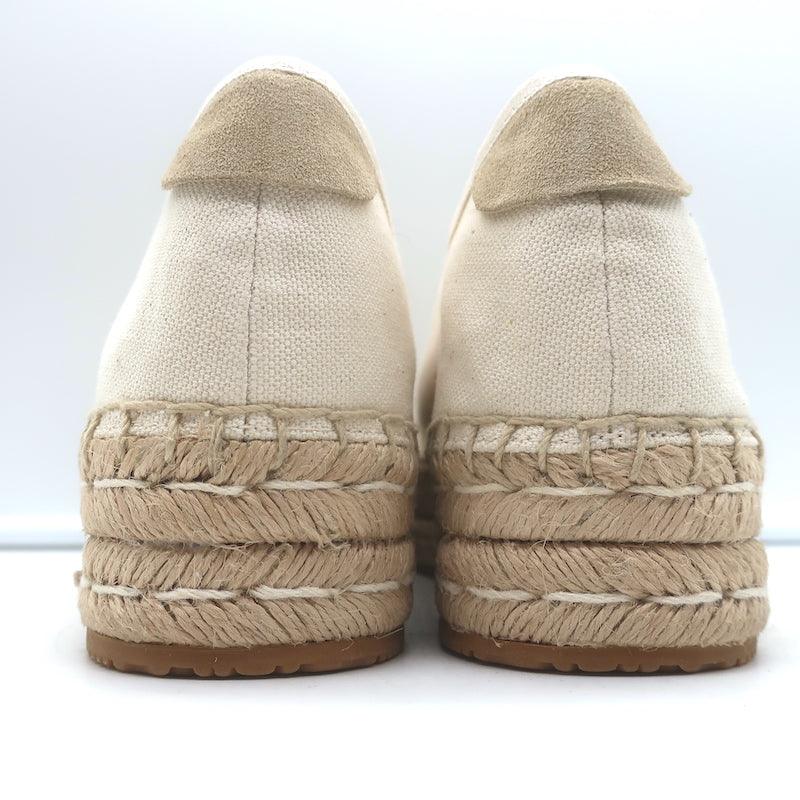 Tory Burch Seaside Lace-Up Oxford Espadrilles Ivory Canvas Size 10.5 NEW