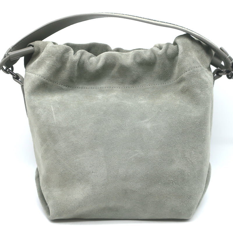Brunello Cucinelli Monili Strap Bucket Bag Gray Suede Small Crossbody