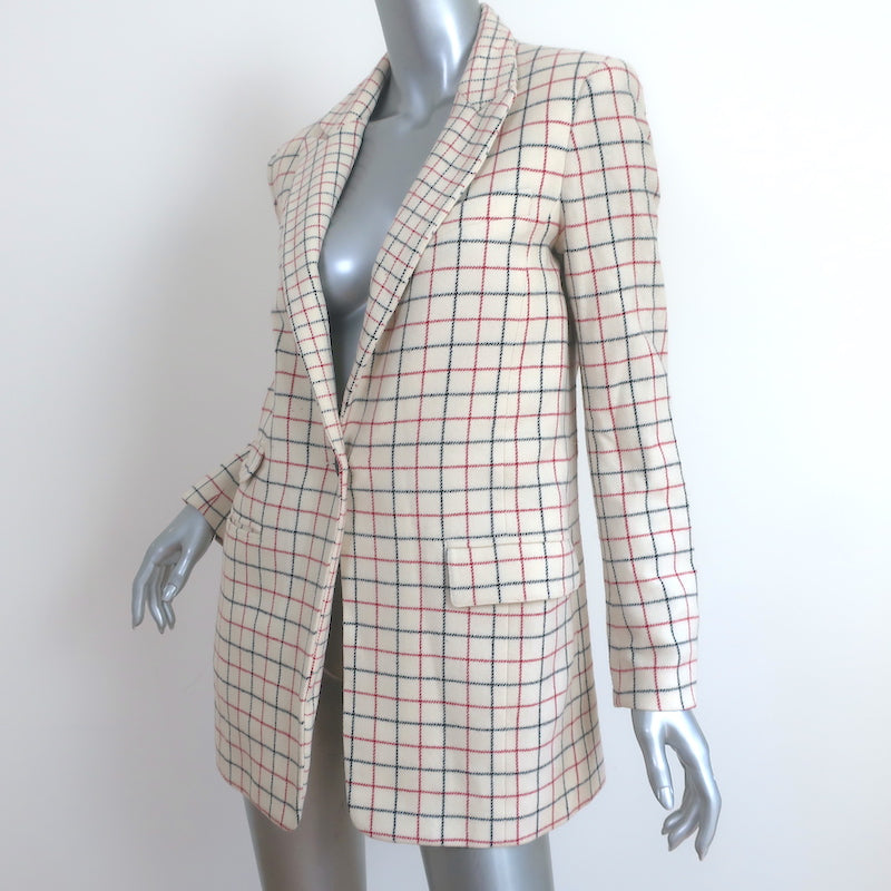 Rag &amp; Bone Nova Oversize Blazer Ivory Checked Wool Size 2 Single-Button Jacket